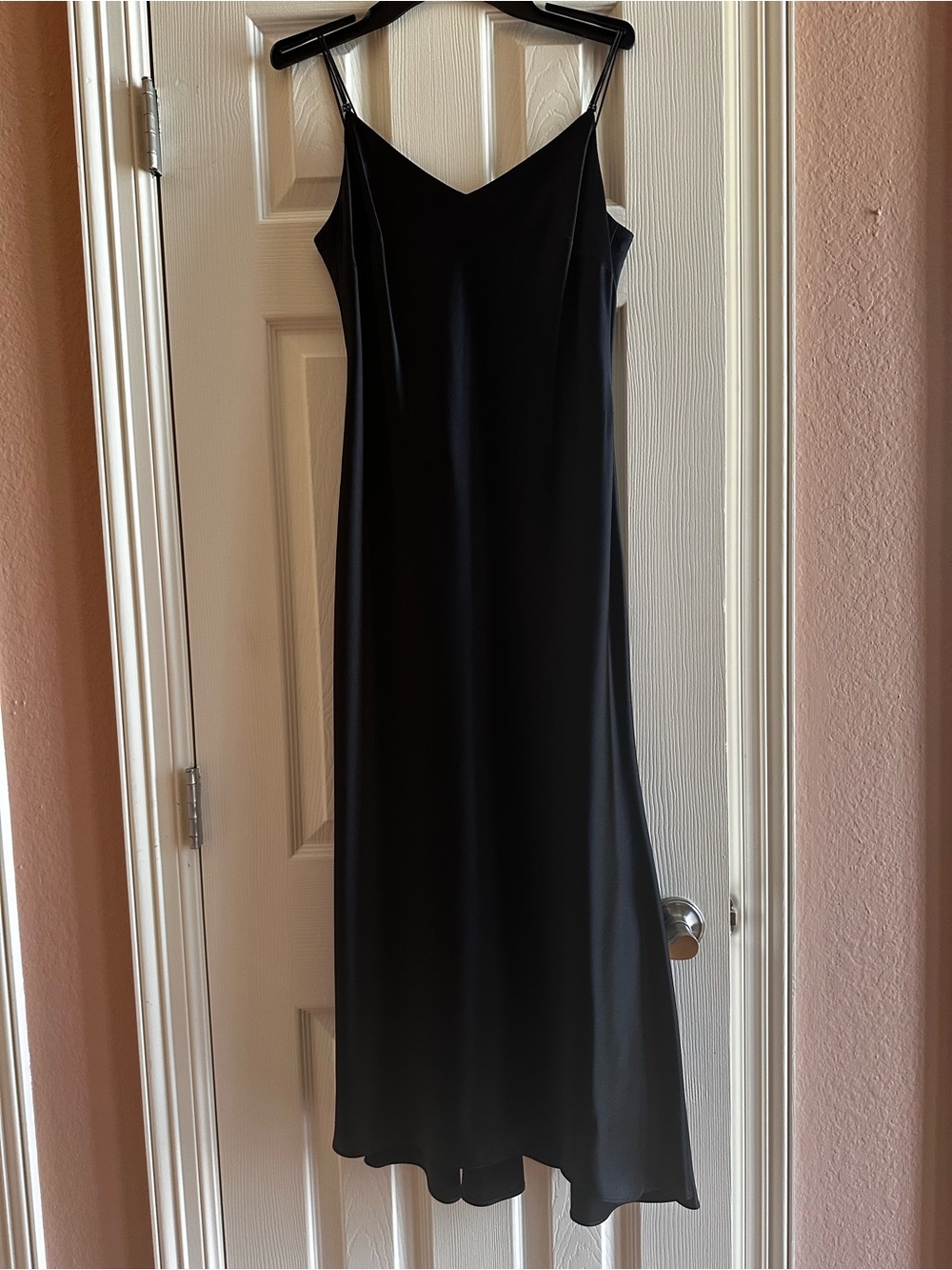 Vintage 1990s Evan-Picone Petite Black Satin Slip Dress Size 4P
